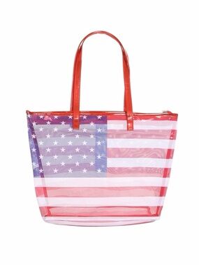 American Flag Transparent Tote Bag In Red, White and Blue NWT